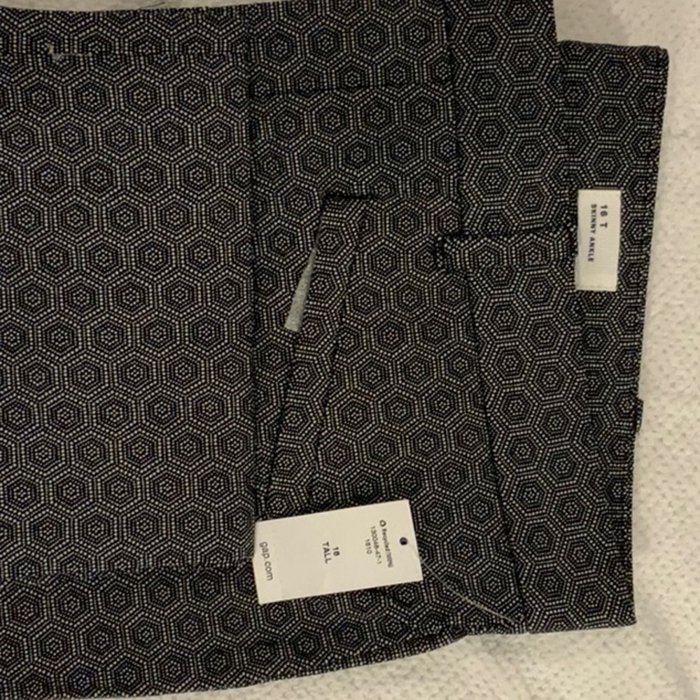 GAP skinny ankle black/white print pants